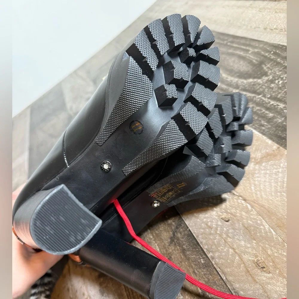 Azalea Wang Trigger Multi Colorblocked Leopard Lace Up Platform Heel Fur Trim 11 - Picture 9 of 9